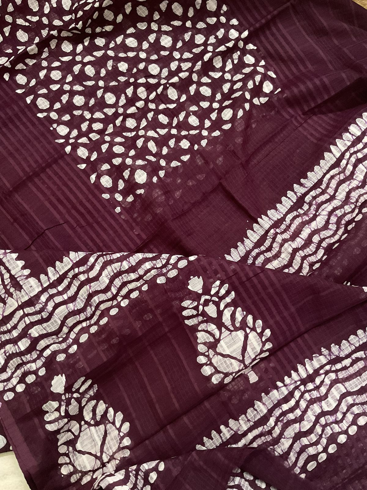 Pure Cotton Silk Self Weaved Printed Embroidered Suit - Beige