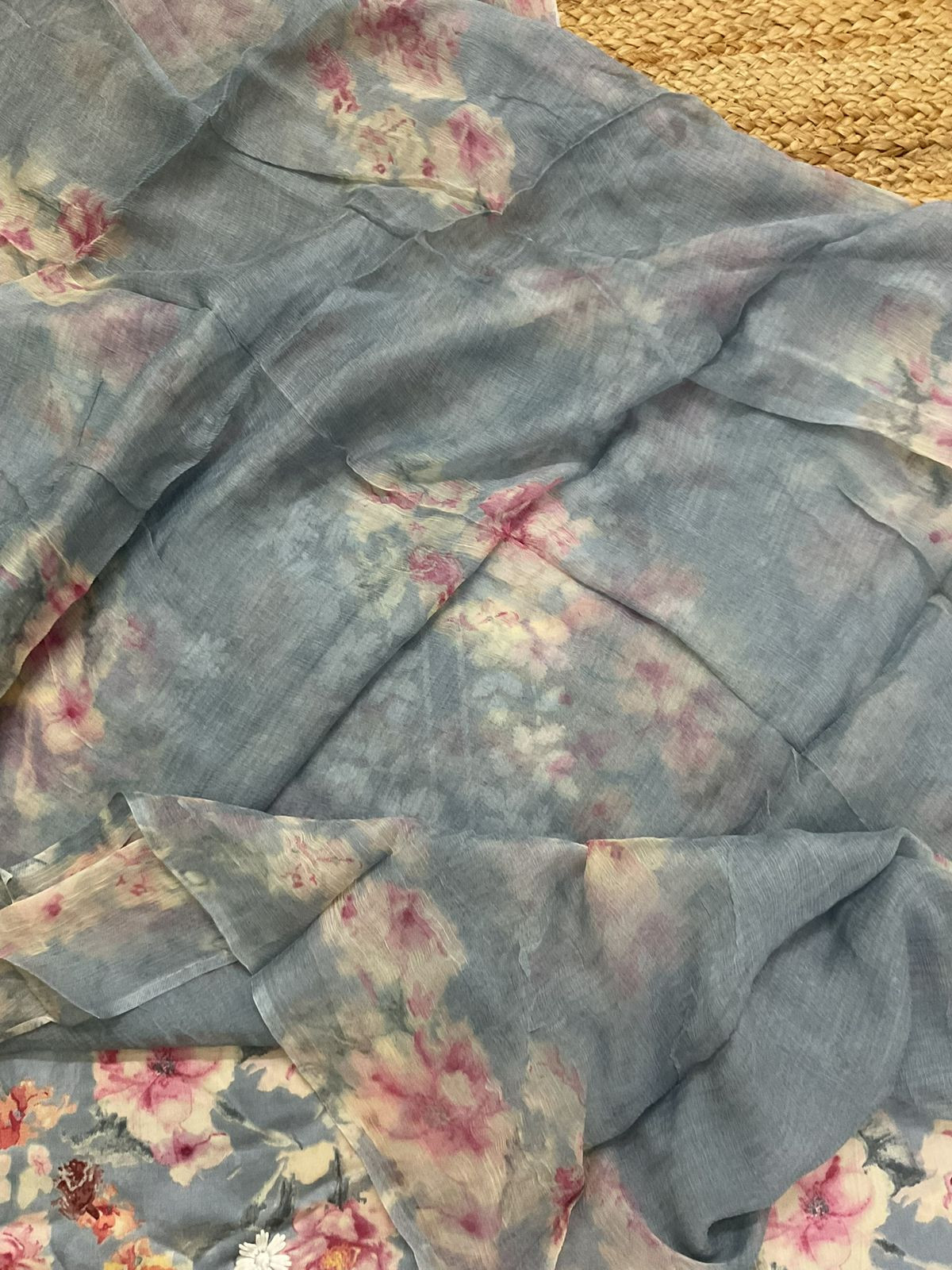 Pure Jaam Cotton Printed Embroidered Suit - Grey