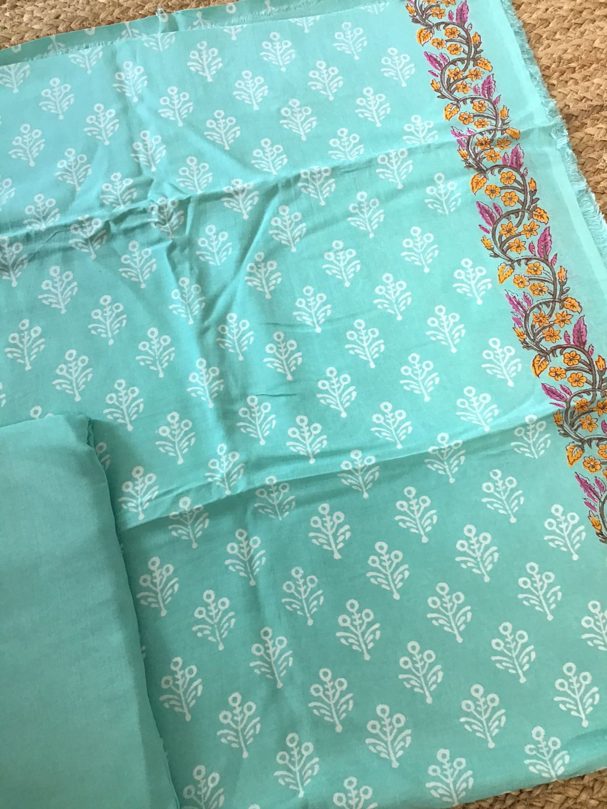 Pure Muslin Printed Embroidered Suit - Green