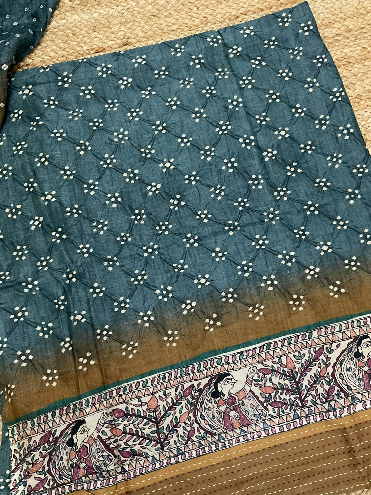 Pure Slub Chanderi Printed Embroidered Border Suit - Blue
