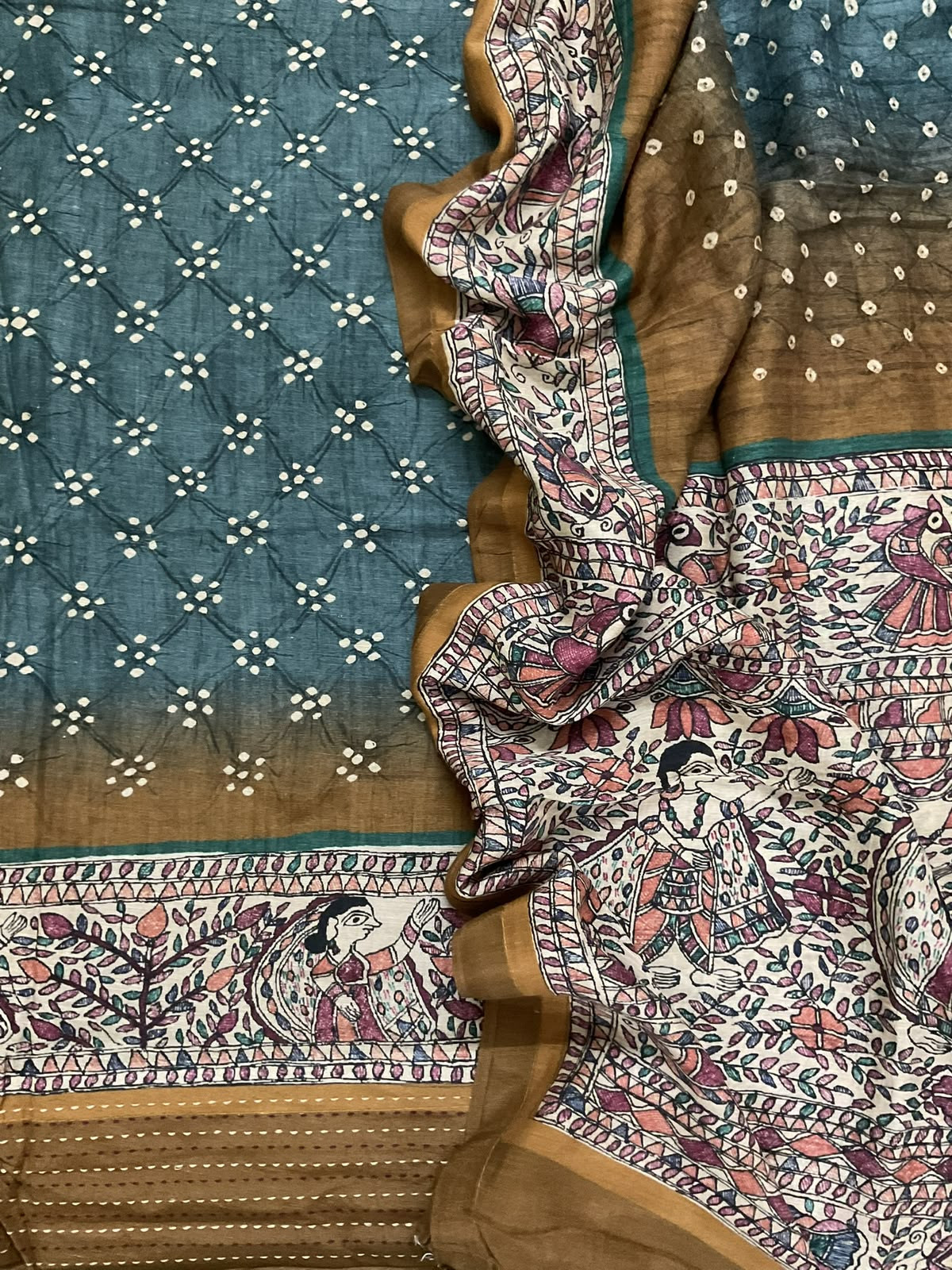 Pure Slub Chanderi Printed Embroidered Border Suit - Blue