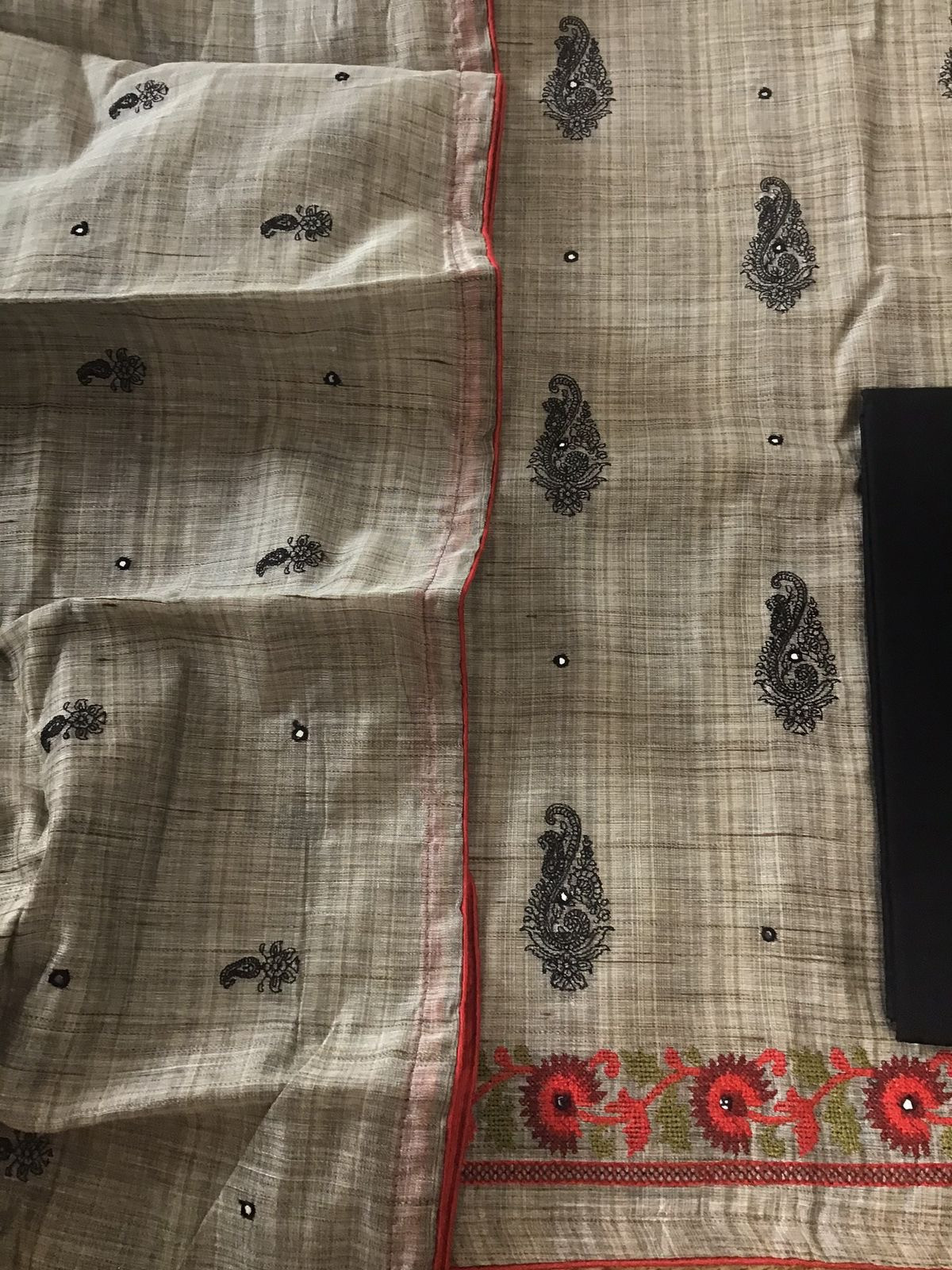 Soft Khadi Chanderi Embroidered Suit - Brown