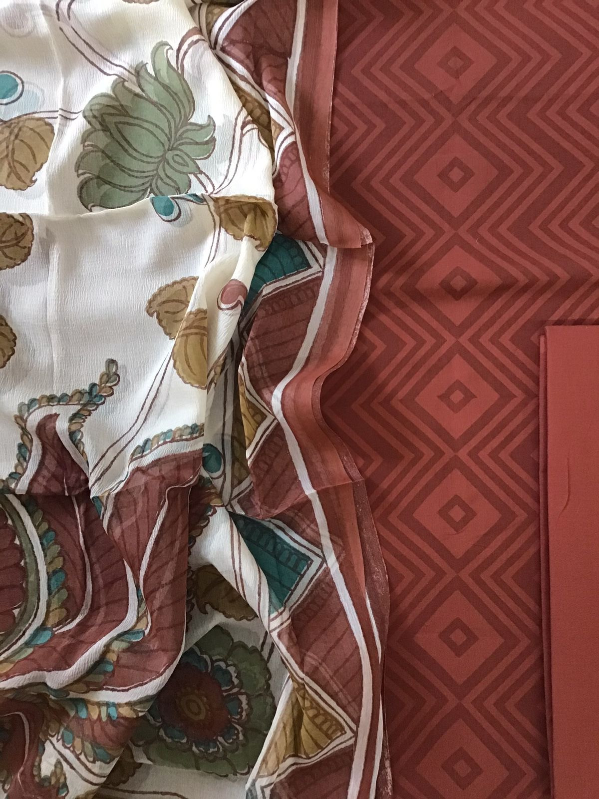 Pure Cotton Printed Suit - Brown