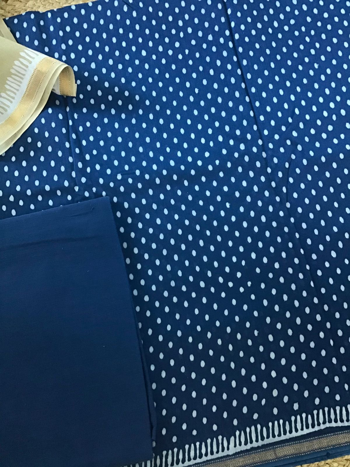 Pure Maheshwari Silk Printed Suit - Blue