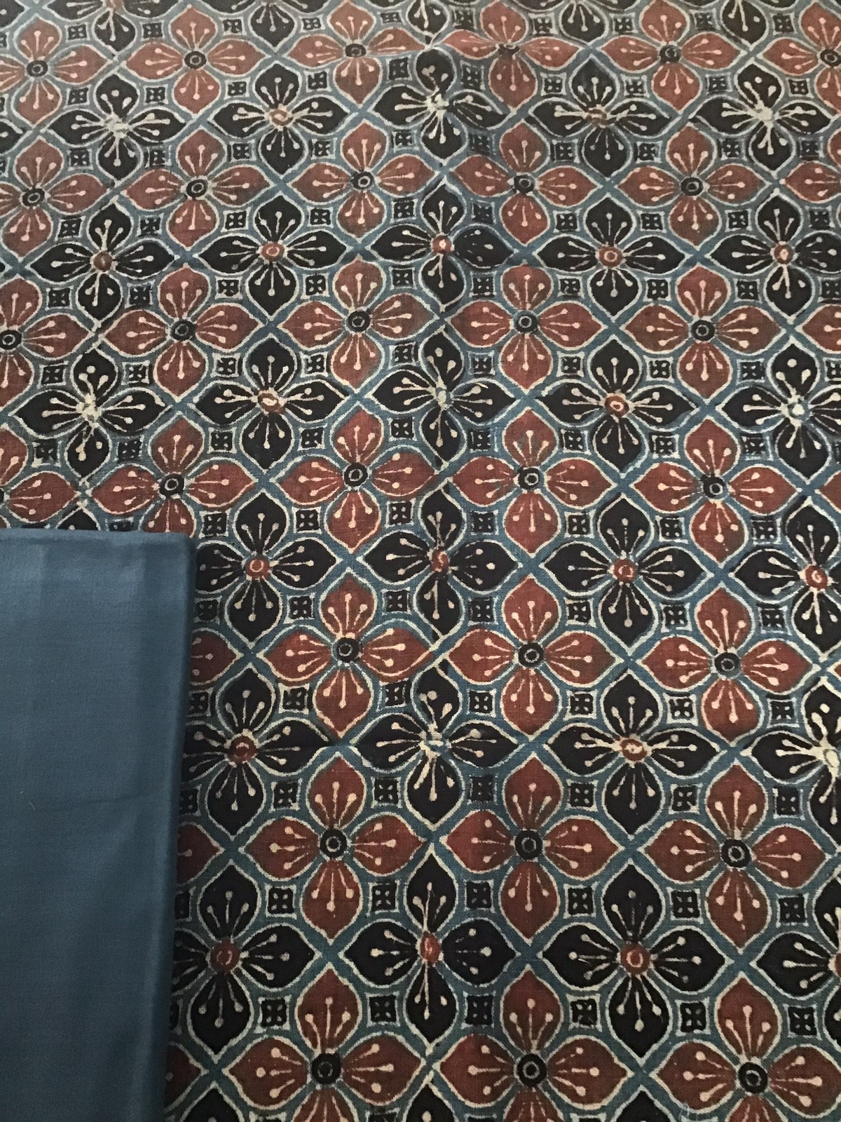 Pure Linen Jute Cotton Ajrakh Printed Suit - Blue