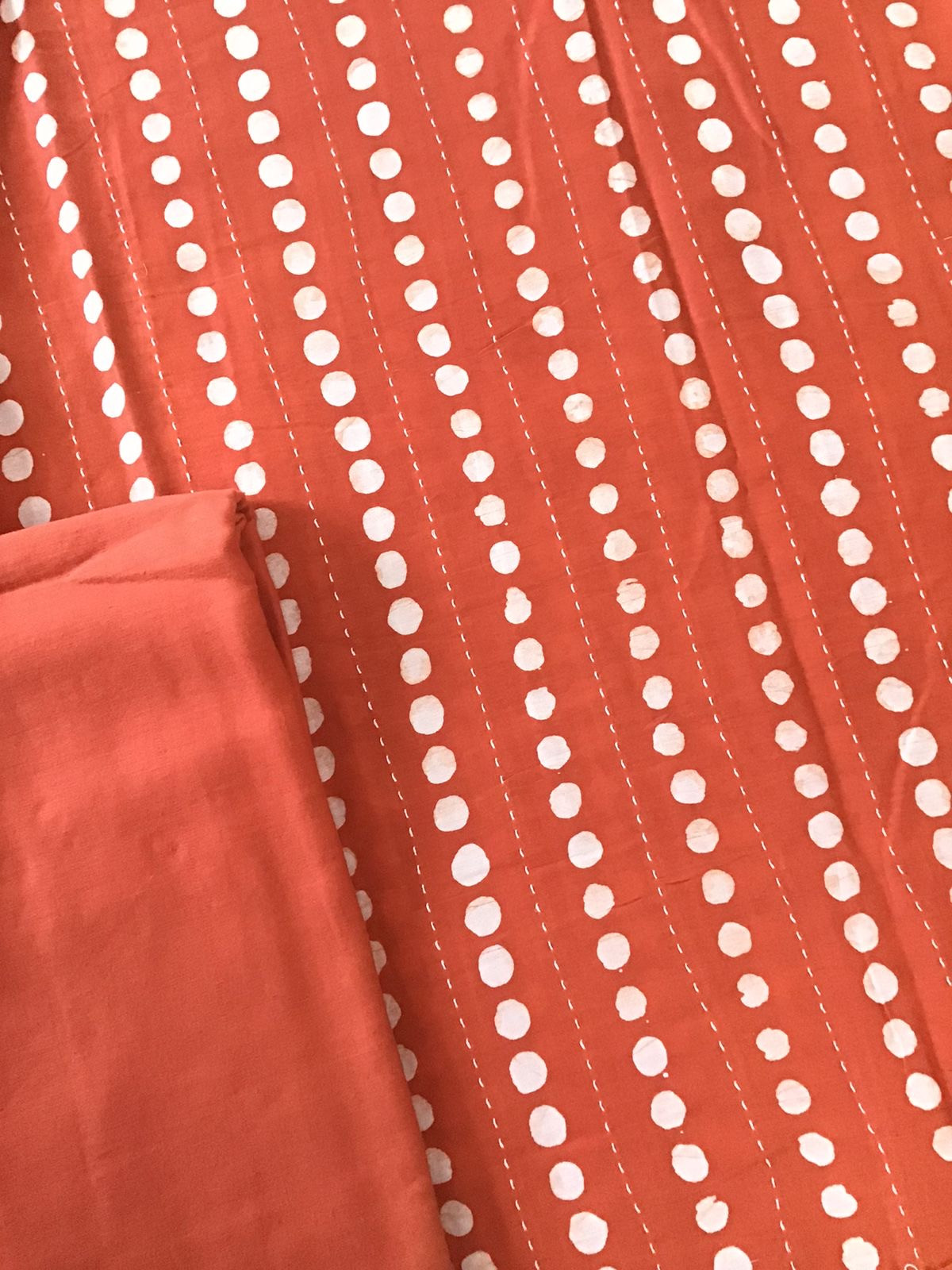 Pure Chanderi Printed Embroidered Suit - Orange