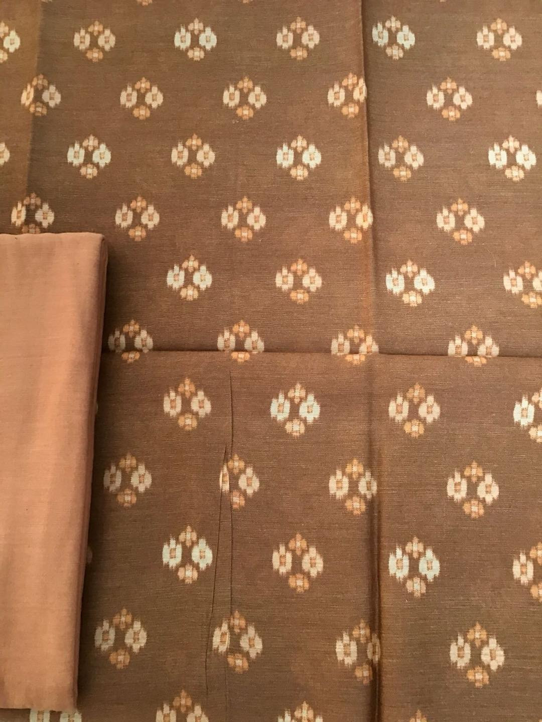 Pure Munga Silk Printed Suit - Brown