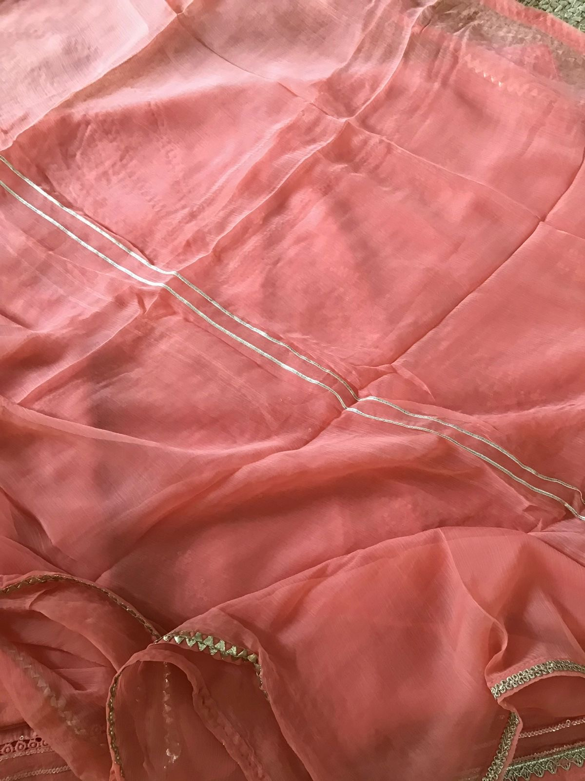 Pure Chanderi Embroidered Suit - Peach