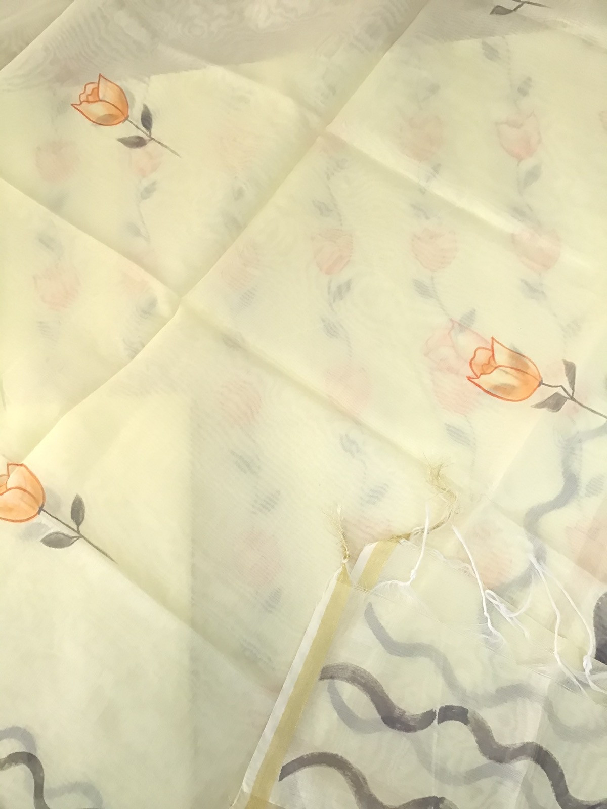 Soft Chanderi Cotton Brush Painted Embroidered Suit - Yellow