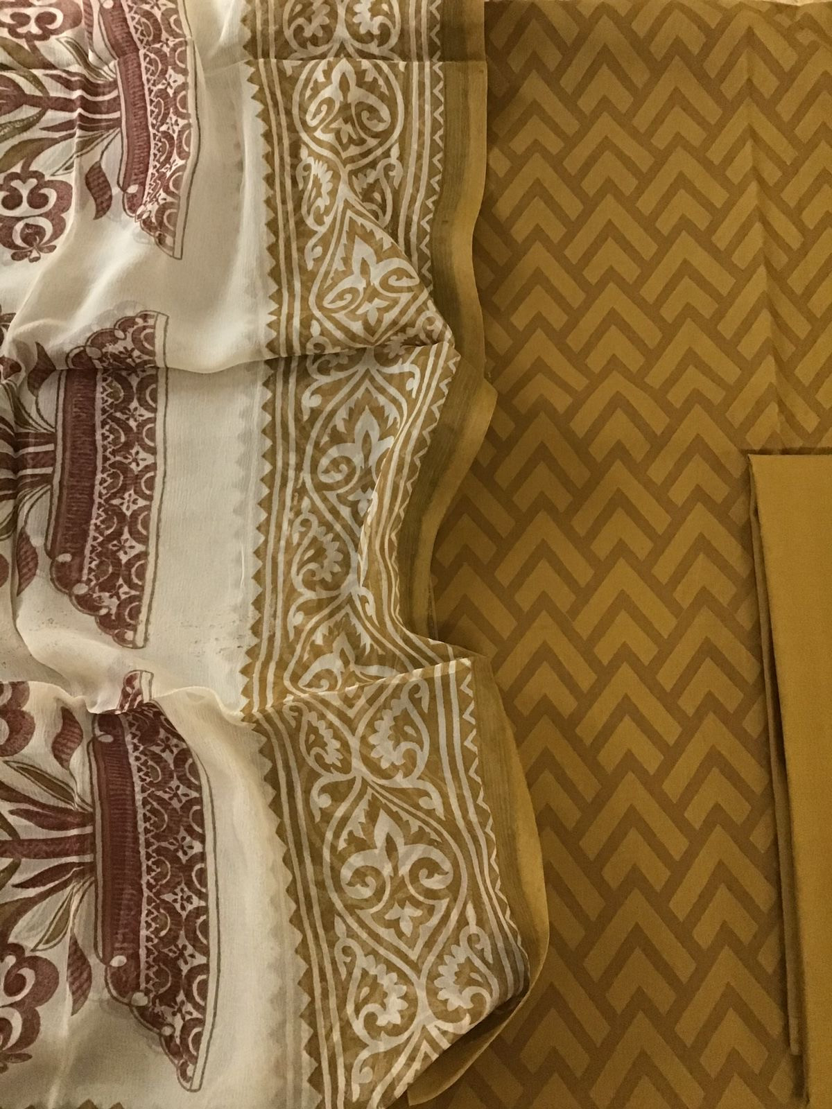 Pure Cotton Printed Suit - Mustard Yellow