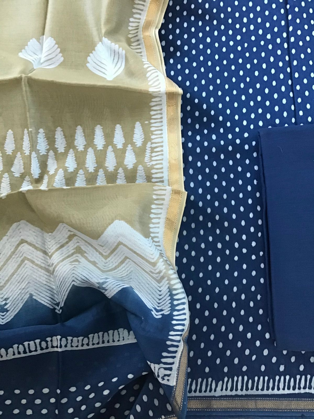 Pure Maheshwari Silk Printed Suit - Blue