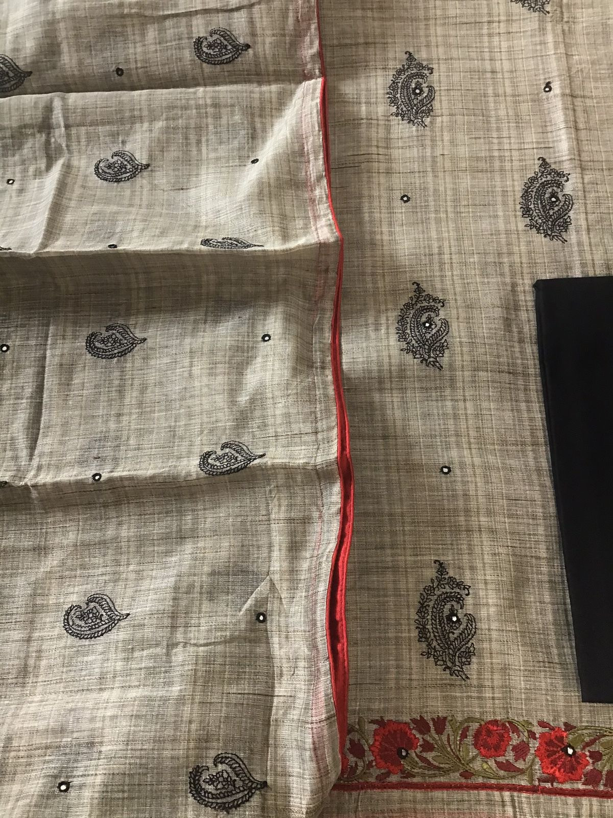 Soft Khadi Chanderi Embroidered Suit - Brown