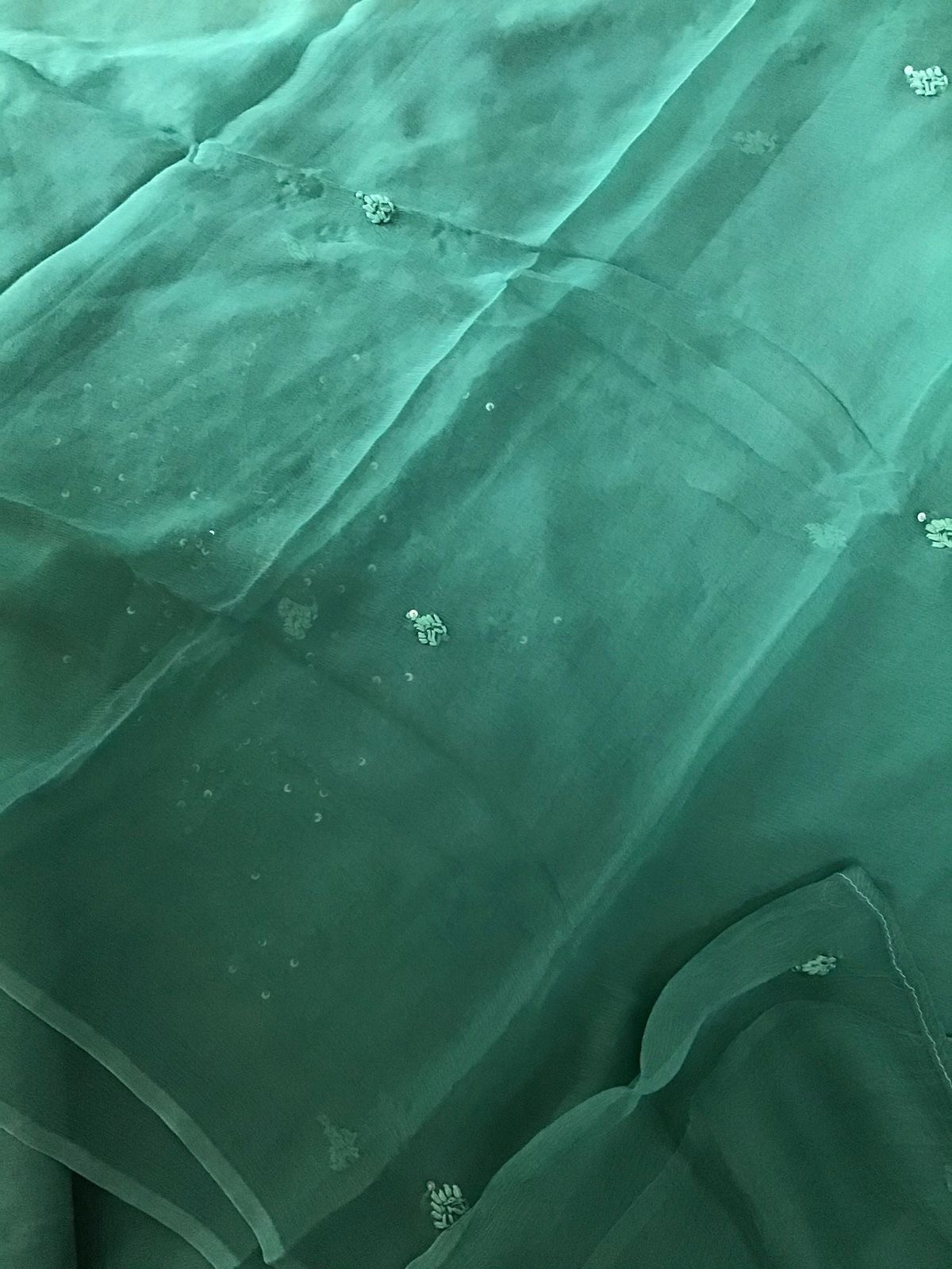 Pure Chanderi Silk Embroidered Suit - Green