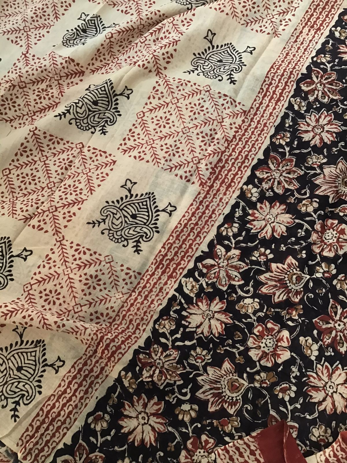 Pure Cotton Printed Embroidered Suit - Black