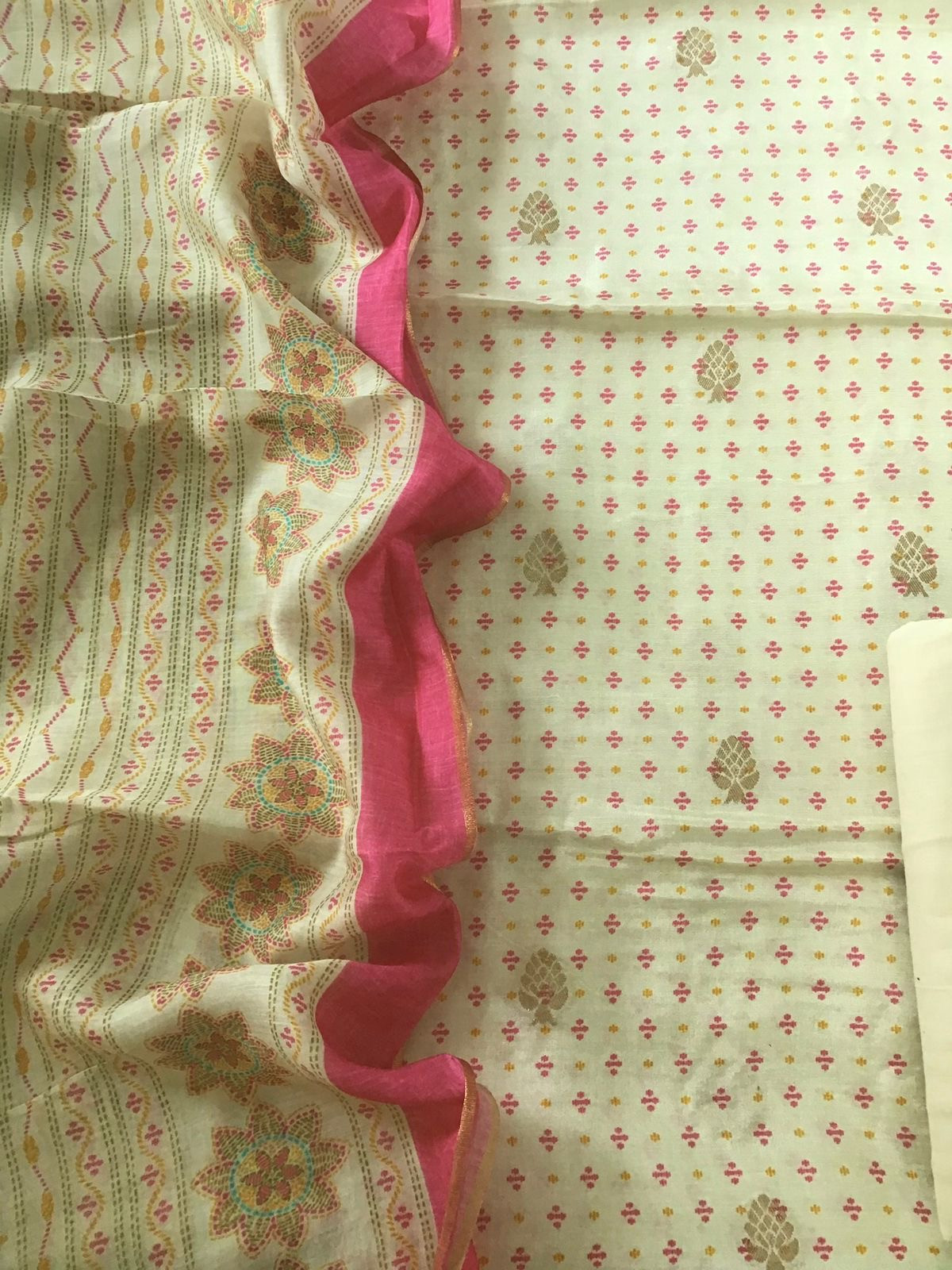 Pure Muslin Printed Banarasi Weaved Suit - Green