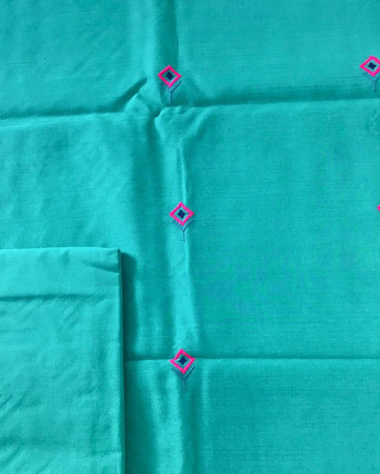 Pure Maheshwari Silk Embroidered Suit - Phiroze