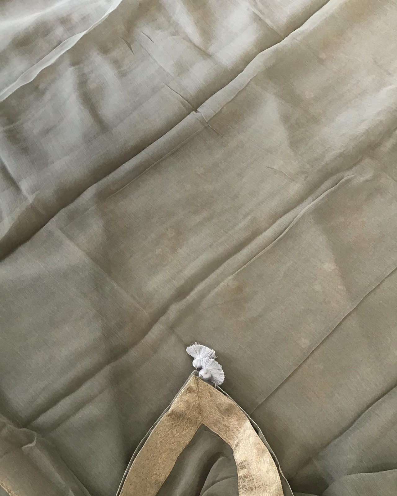 Pure Chanderi Silk Banarasi Weaved Suit - Grey