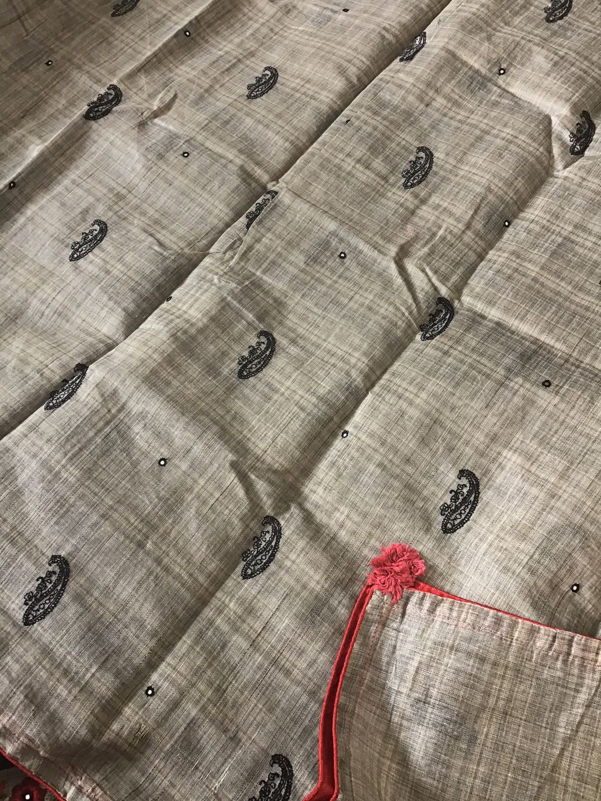 Soft Khadi Chanderi Embroidered Suit - Brown