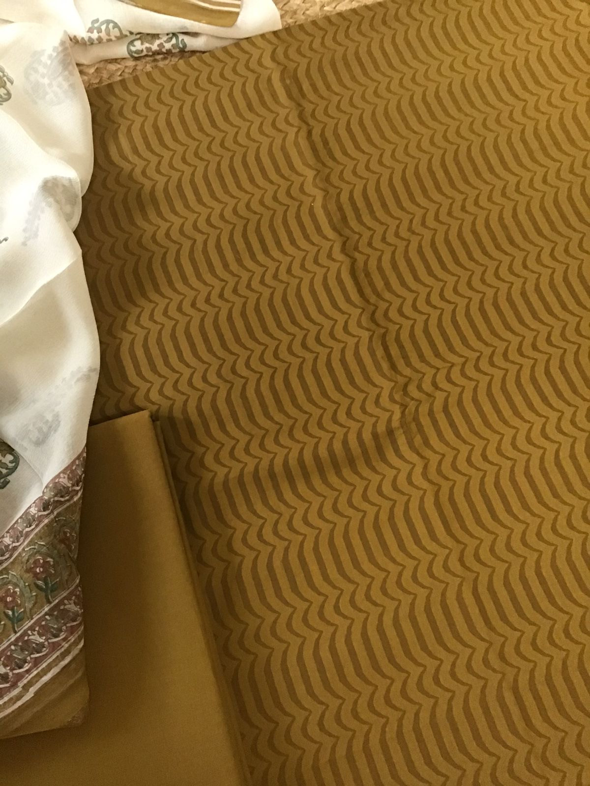 Pure Cotton Printed Suit - Mustard Yellow