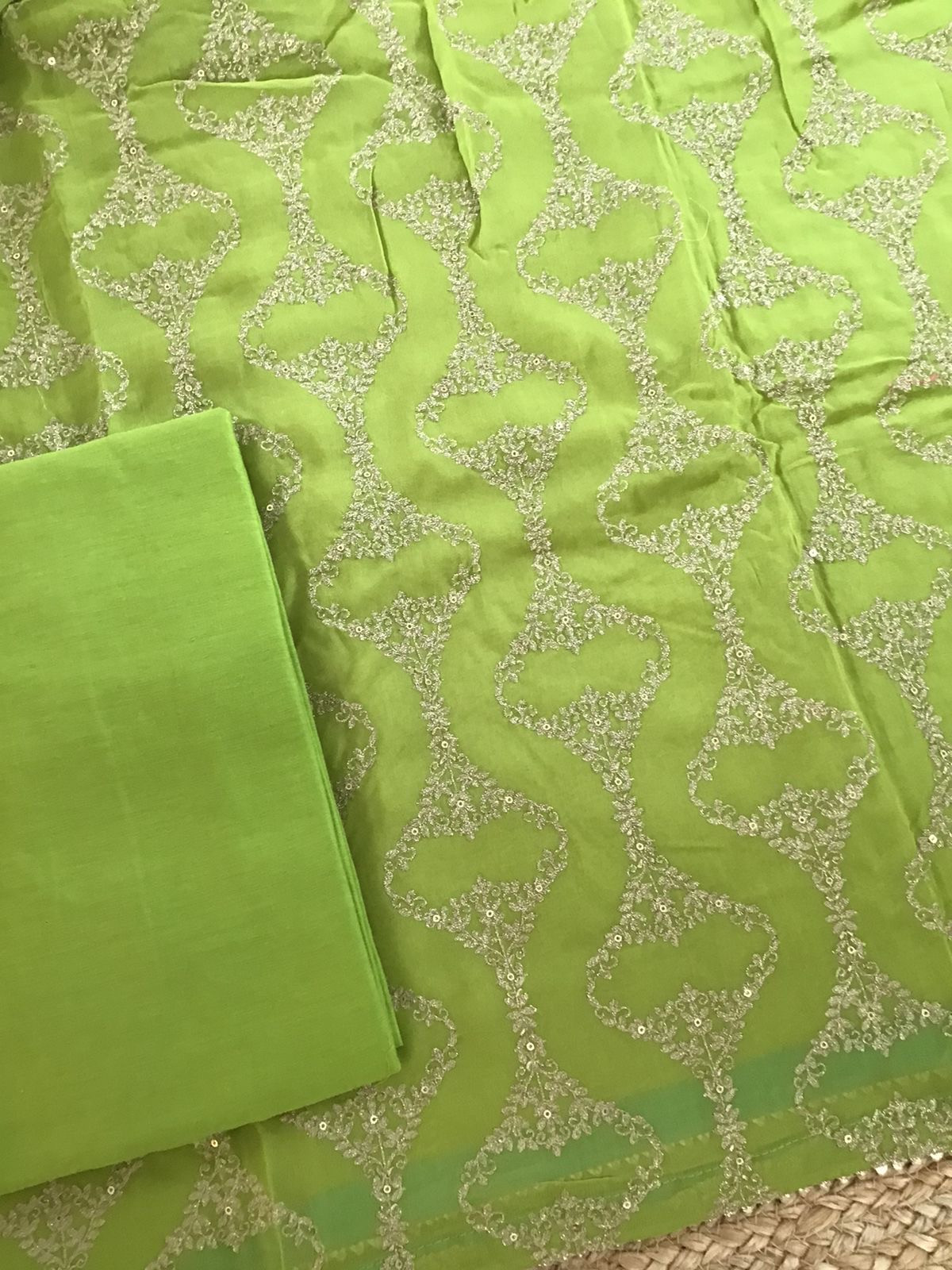 Pure Georgette Embroidered Suit - Green