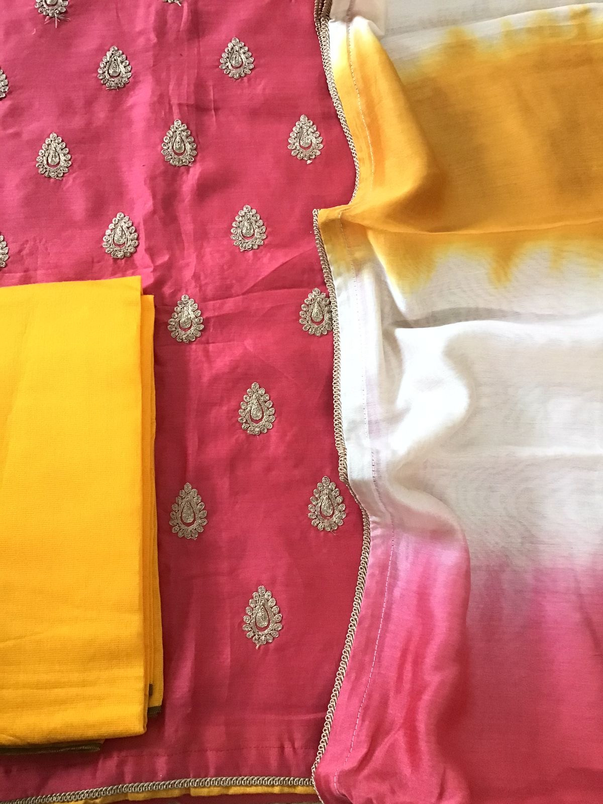 Pure Chanderi Embroidered Suit - Pink