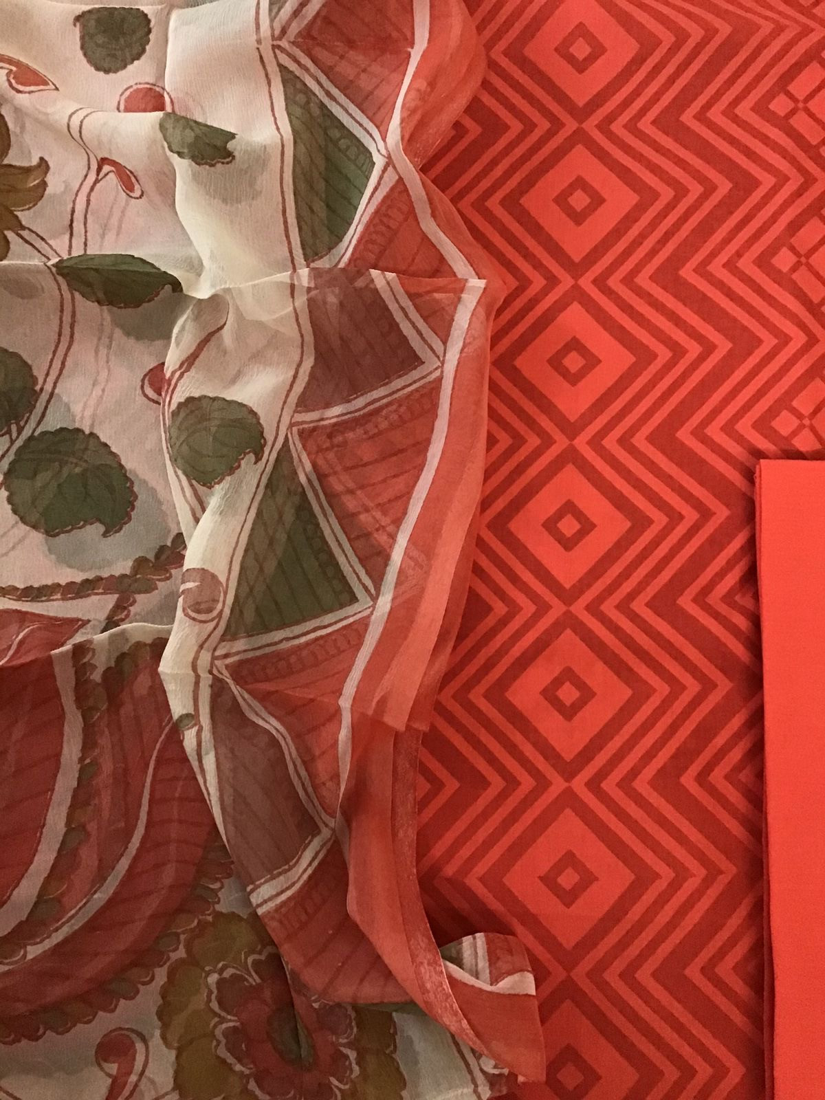 Pure Cotton Printed Suit - Orange