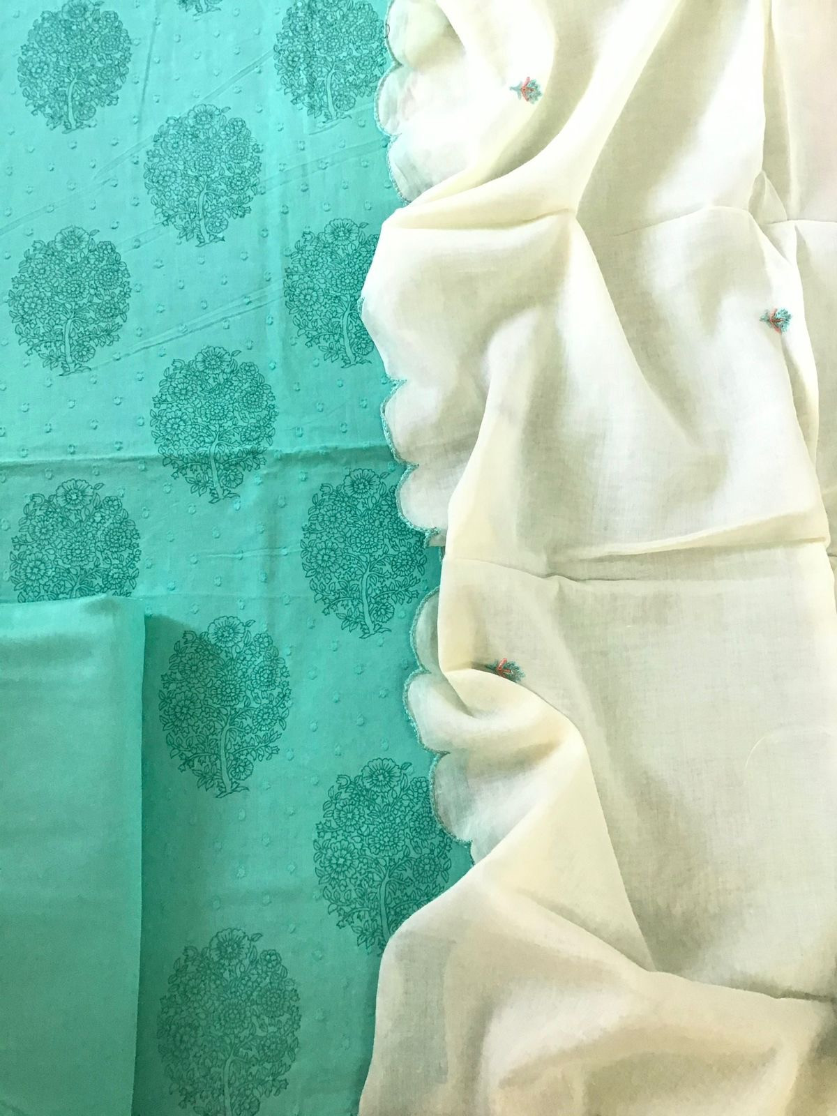 Pure Cotton Printed Suit - Green