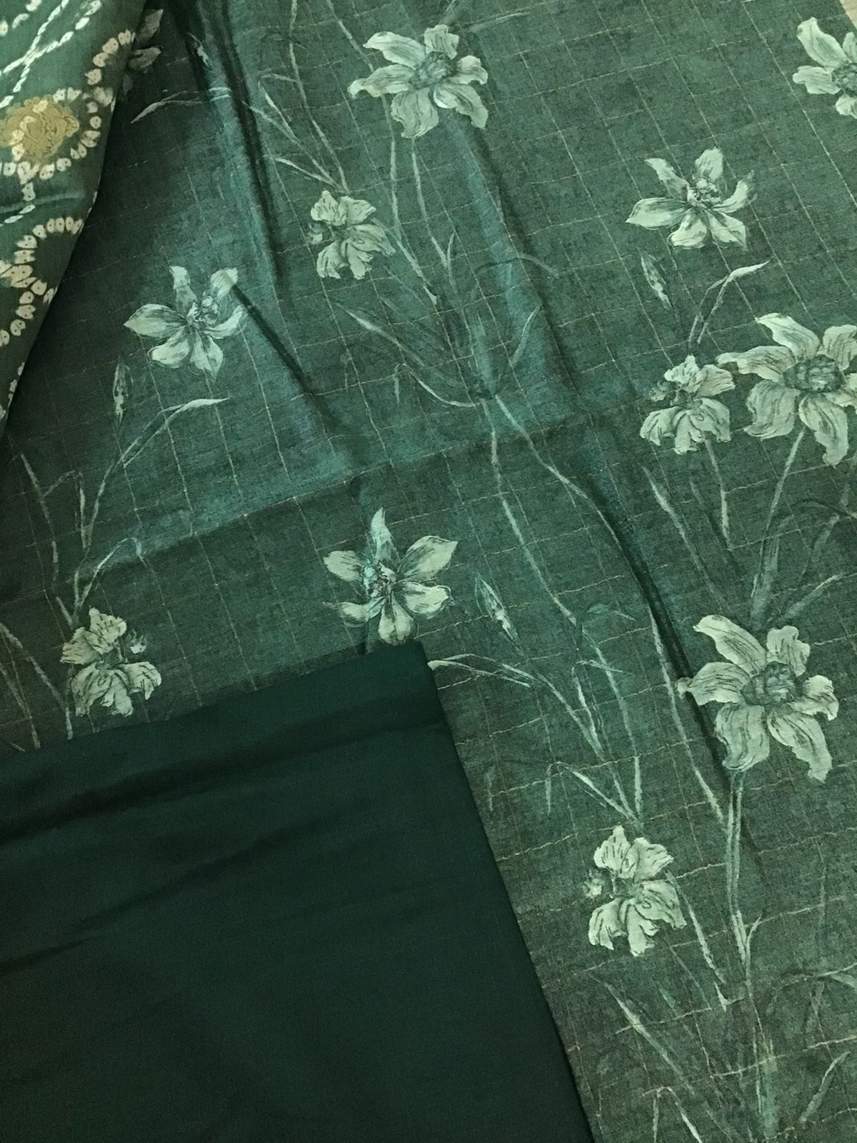 Pure Munga Silk Printed Suit - Green