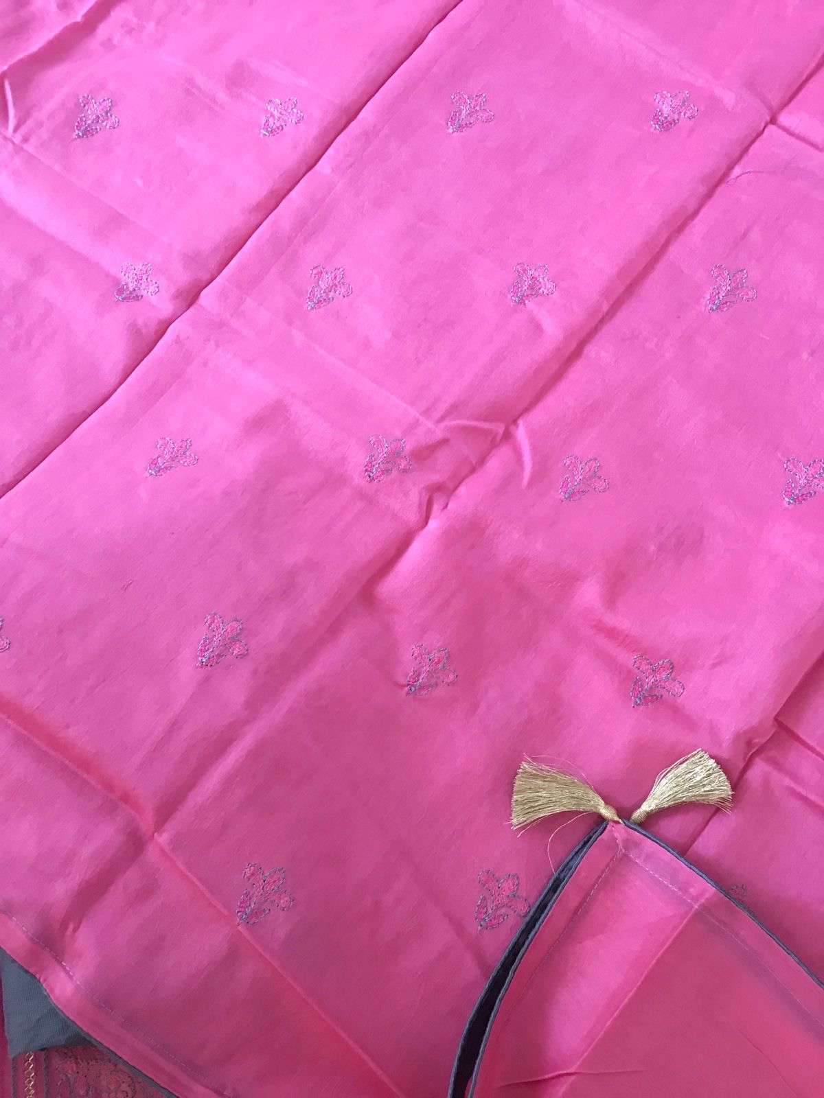 Pure Chanderi Embroidered Suit - Pink