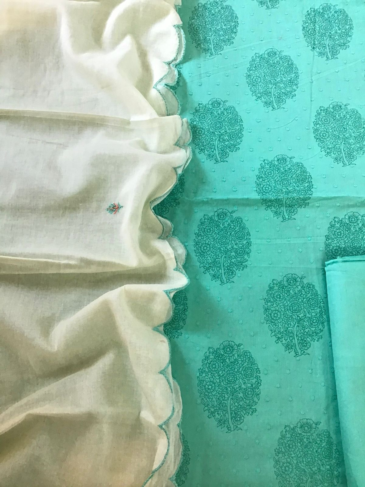 Pure Cotton Printed Suit - Green