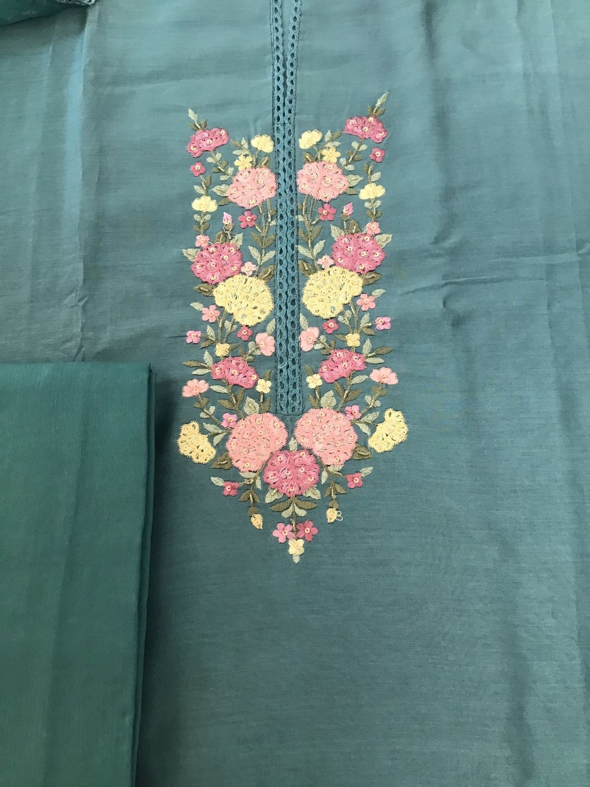 Pure Chanderi Silk Embroidered Suit - Blue