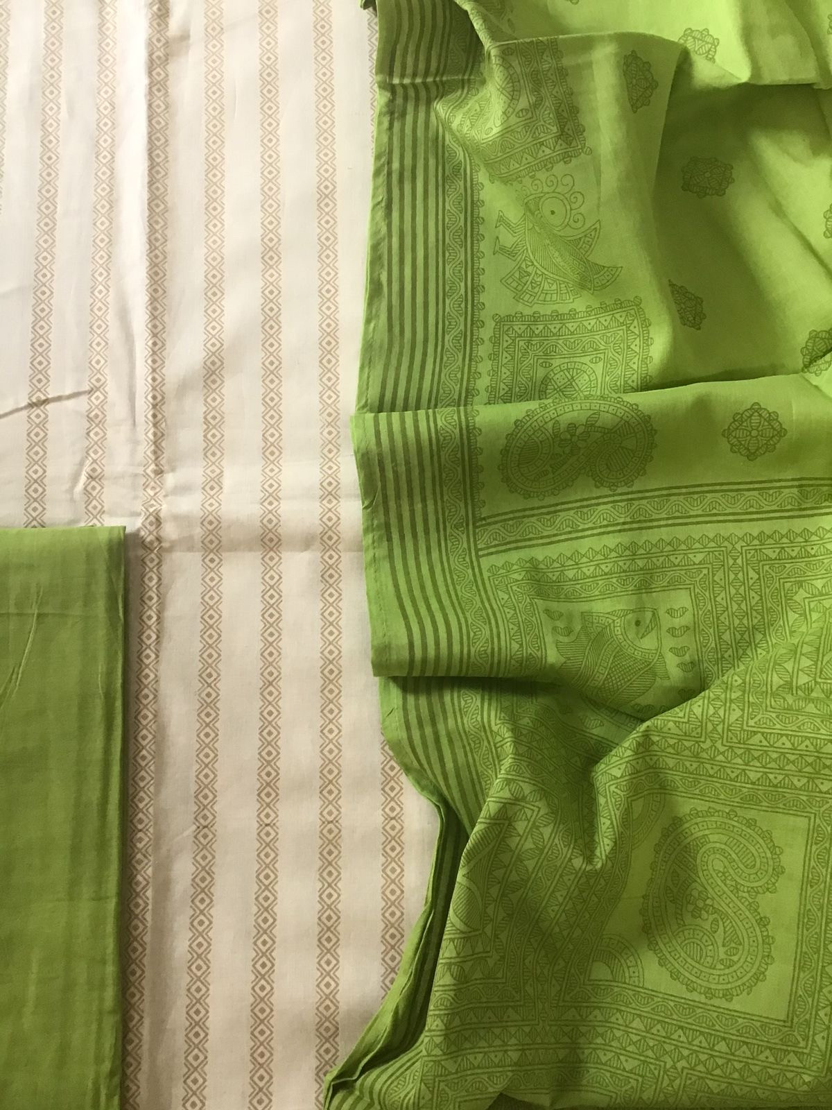 Pure Cotton Printed Suit - Cream