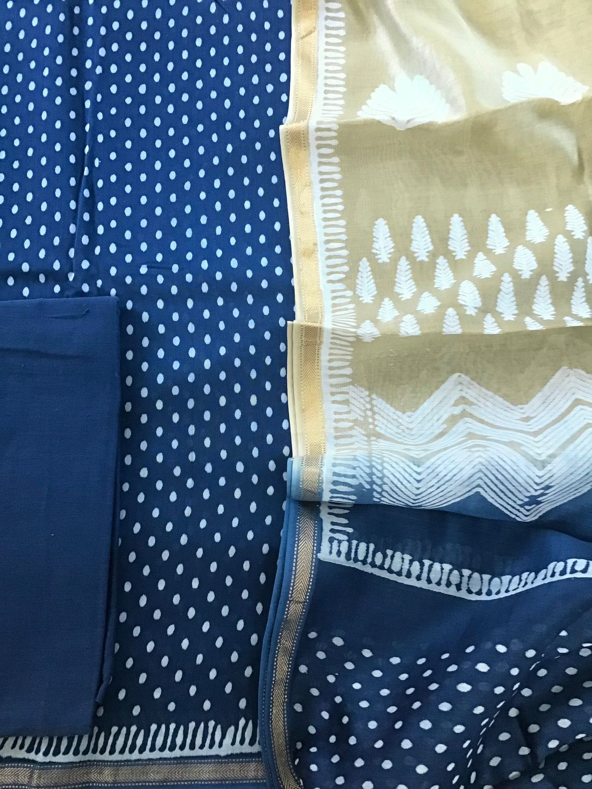 Pure Maheshwari Silk Printed Suit - Blue