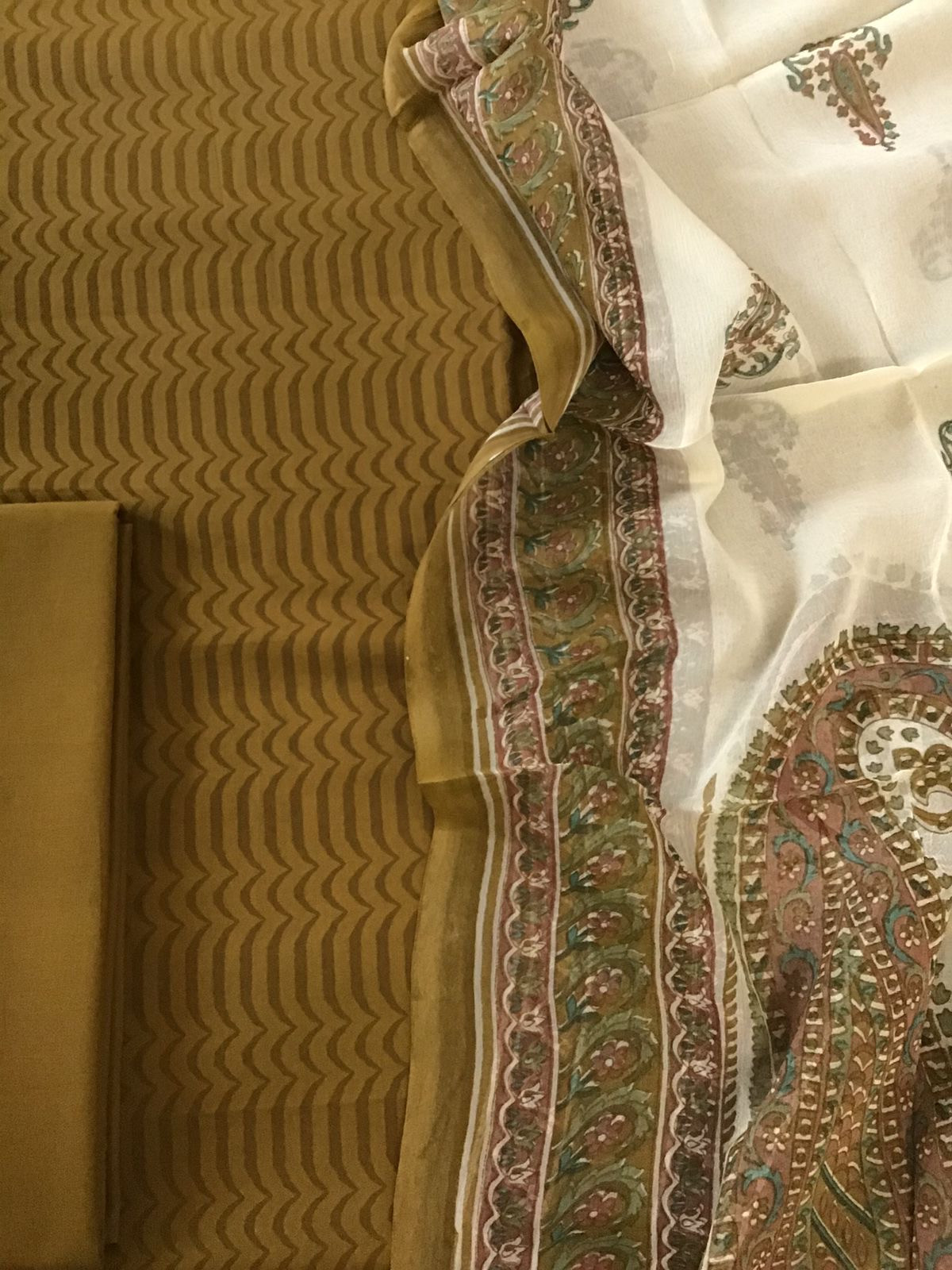 Pure Cotton Printed Suit - Mustard Yellow