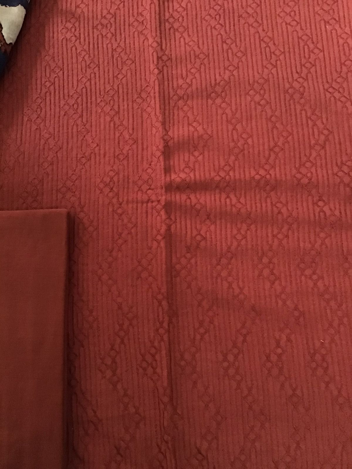 Pure Linen Chanderi Silk Embroidered Suit - Red