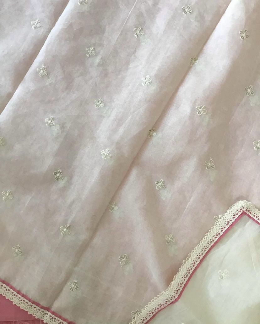 Pure Cotton Embroidered Suit - Pink