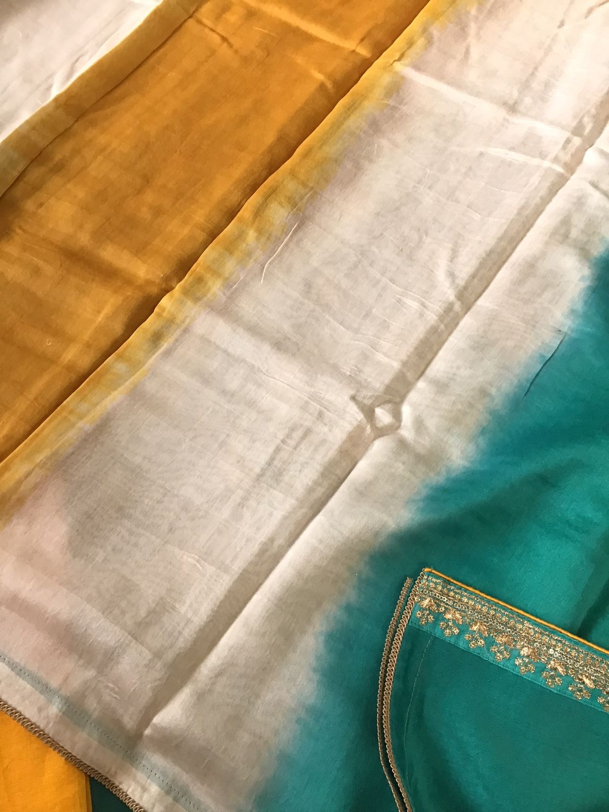 Pure Chanderi Embroidered Suit - Blue