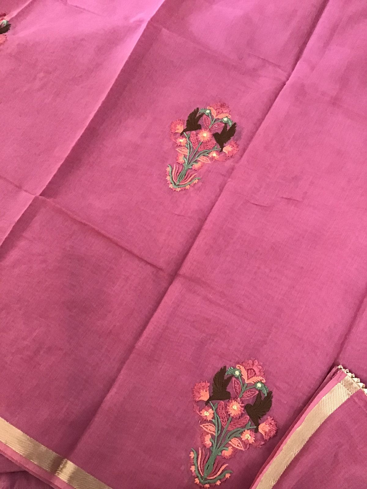 Pure Chanderi Silk Banarasi Weaved Embroidered Suit - Pink