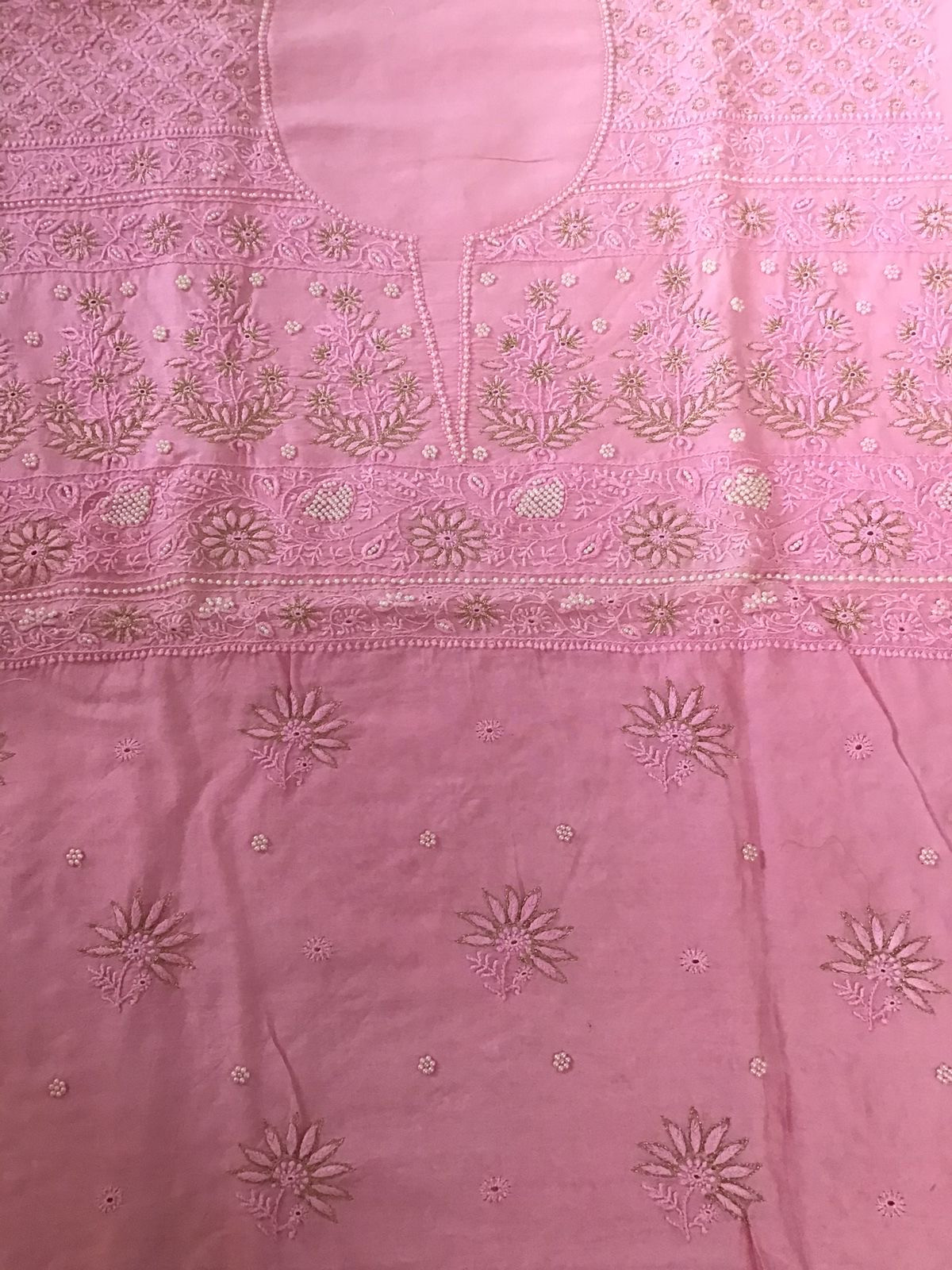 Pure Chanderi Chikankari Embroidered Suit - Pink