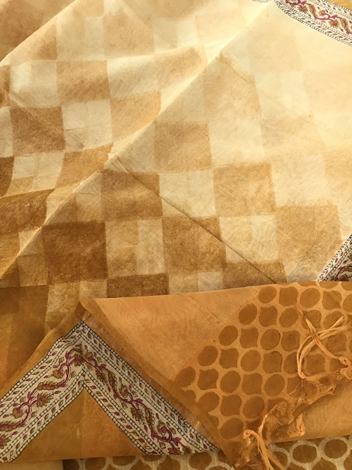 Soft Chanderi Self Weaved Printed Suit - Yellow