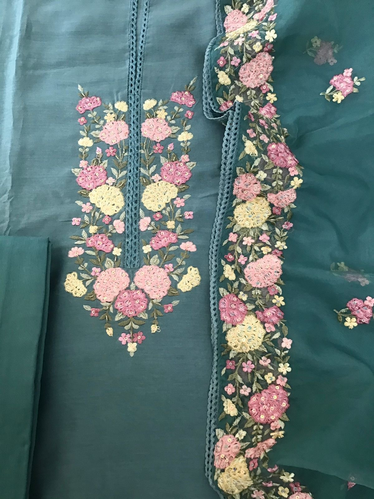 Pure Chanderi Silk Embroidered Suit - Blue