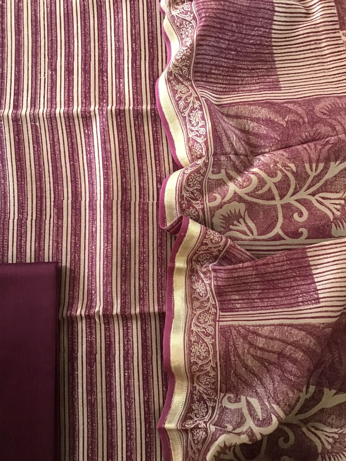 Pure Maheshwari Printed Suit - Maroon