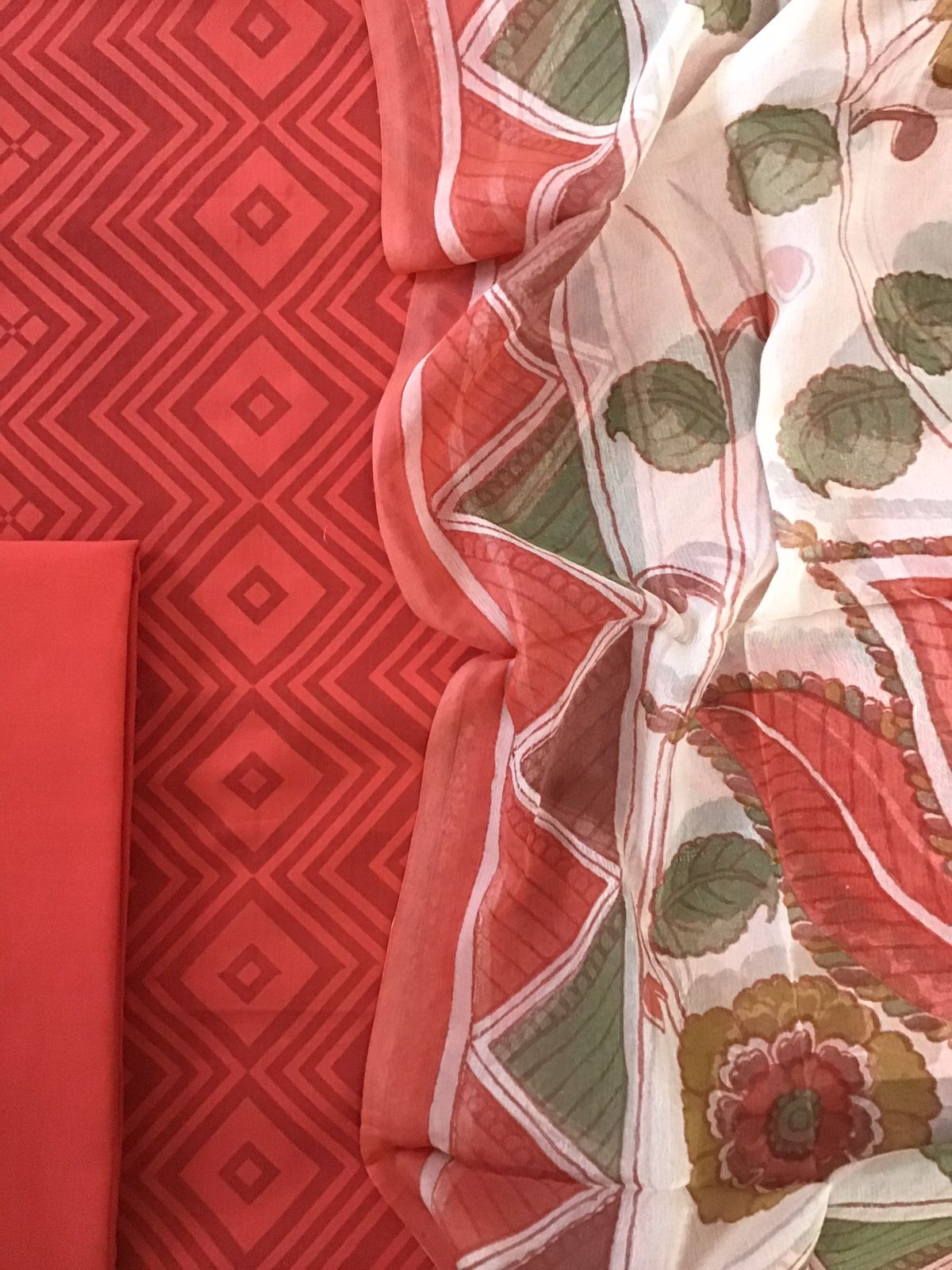 Pure Cotton Printed Suit - Orange