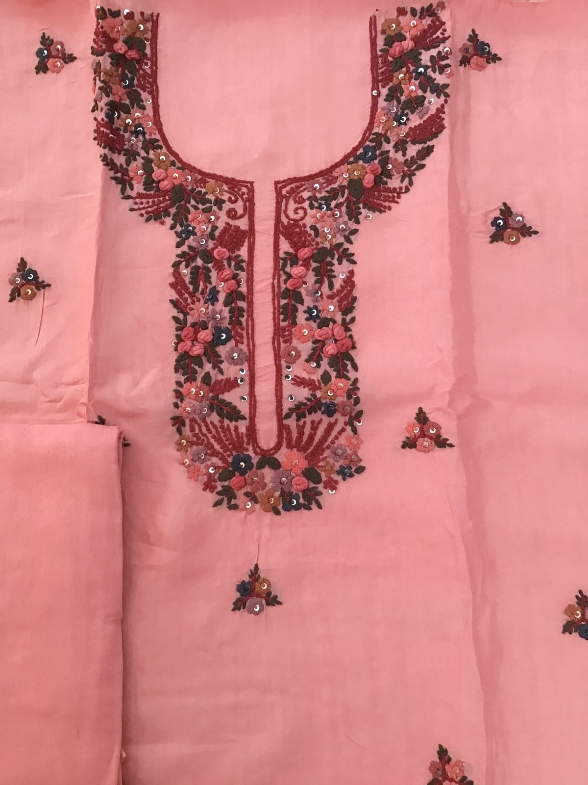 Pure Upada Embroidered Suit - Pink
