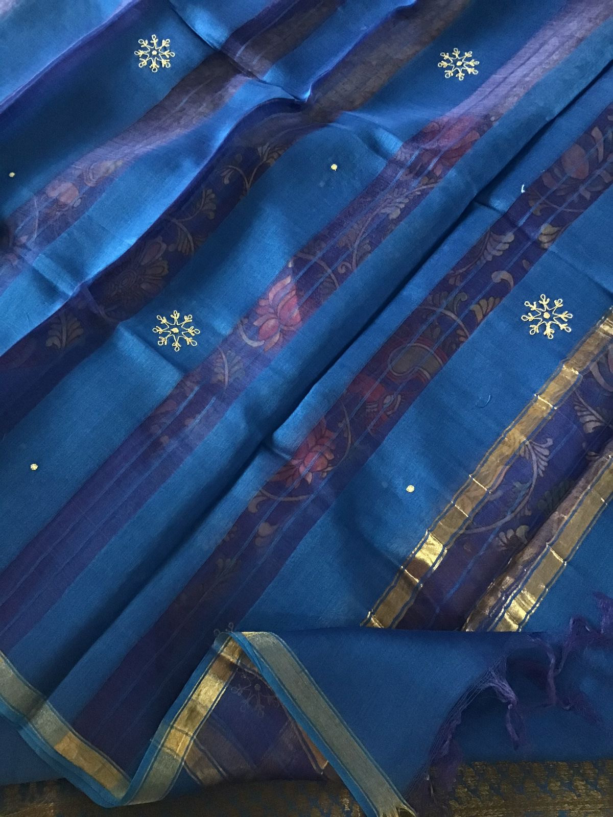 Pure Maheshwari Silk Printed Suit - Blue