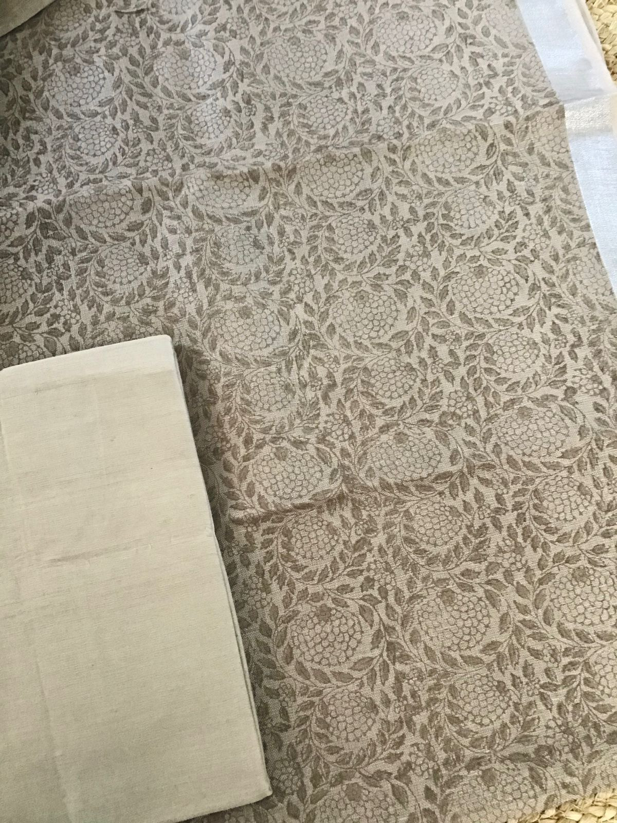 Pure Linen Jute Cotton Printed Suit - Brown