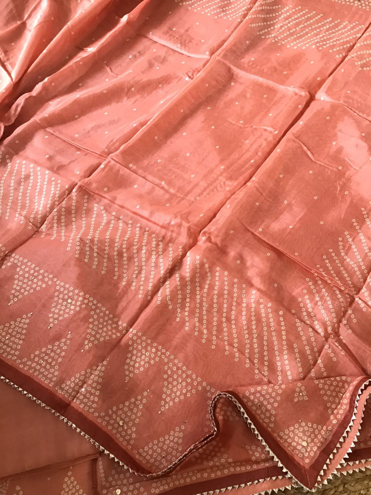 Pure Muslin Printed Embroidered Suit - Peach