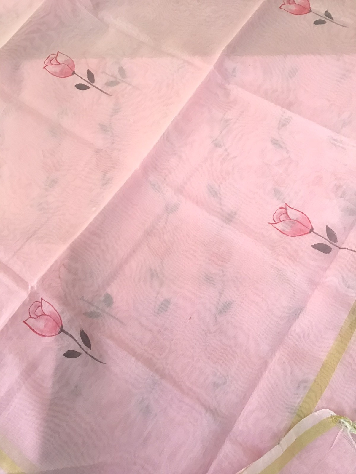 Soft Chanderi Cotton Brush Painted Embroidered Suit - Pink