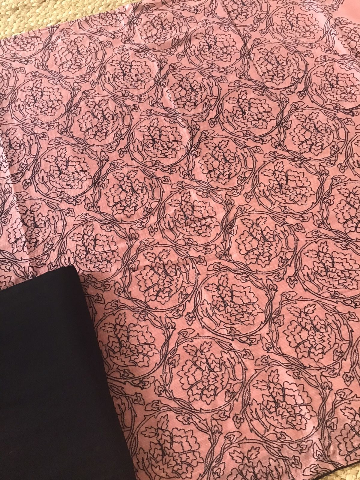 Pure Linen Chanderi Silk Embroidered Suit - Pink