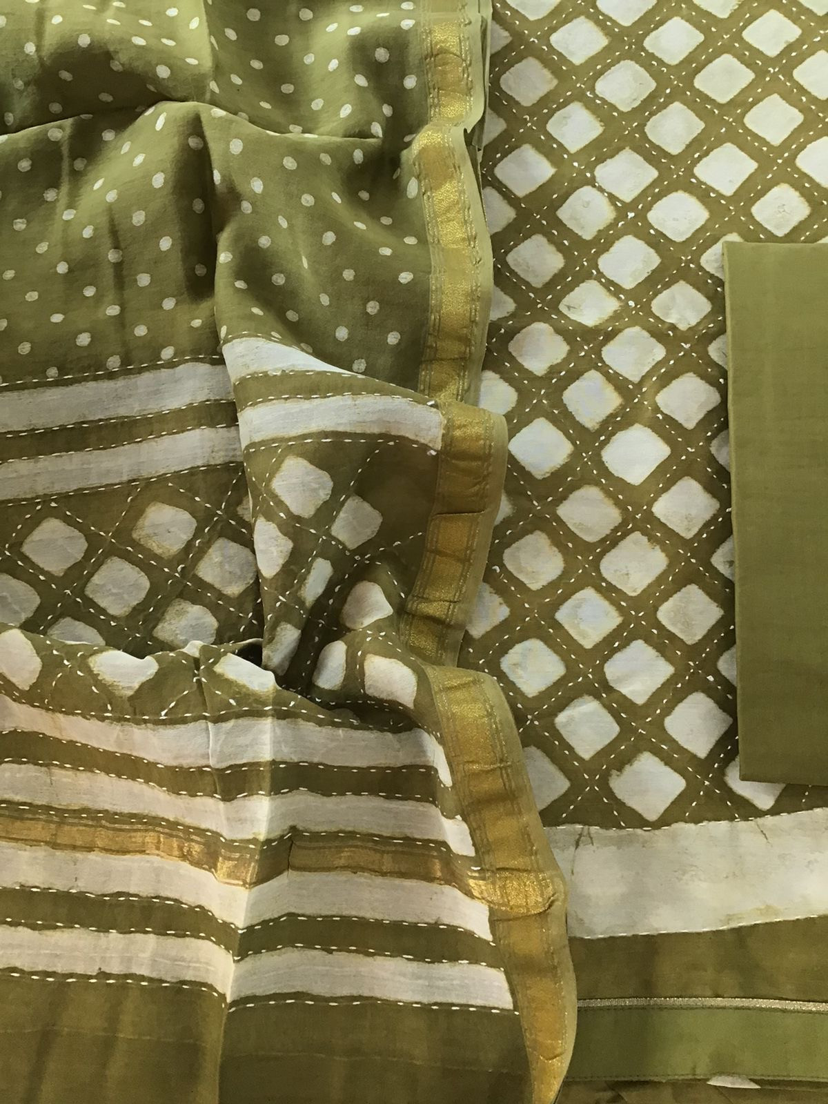 Pure Chanderi Printed Embroidered Suit - Green